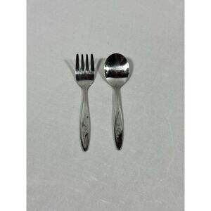 The First Years Infant Toddler Silverware Spoon Fork‎ Rose Set Stainless Vintage